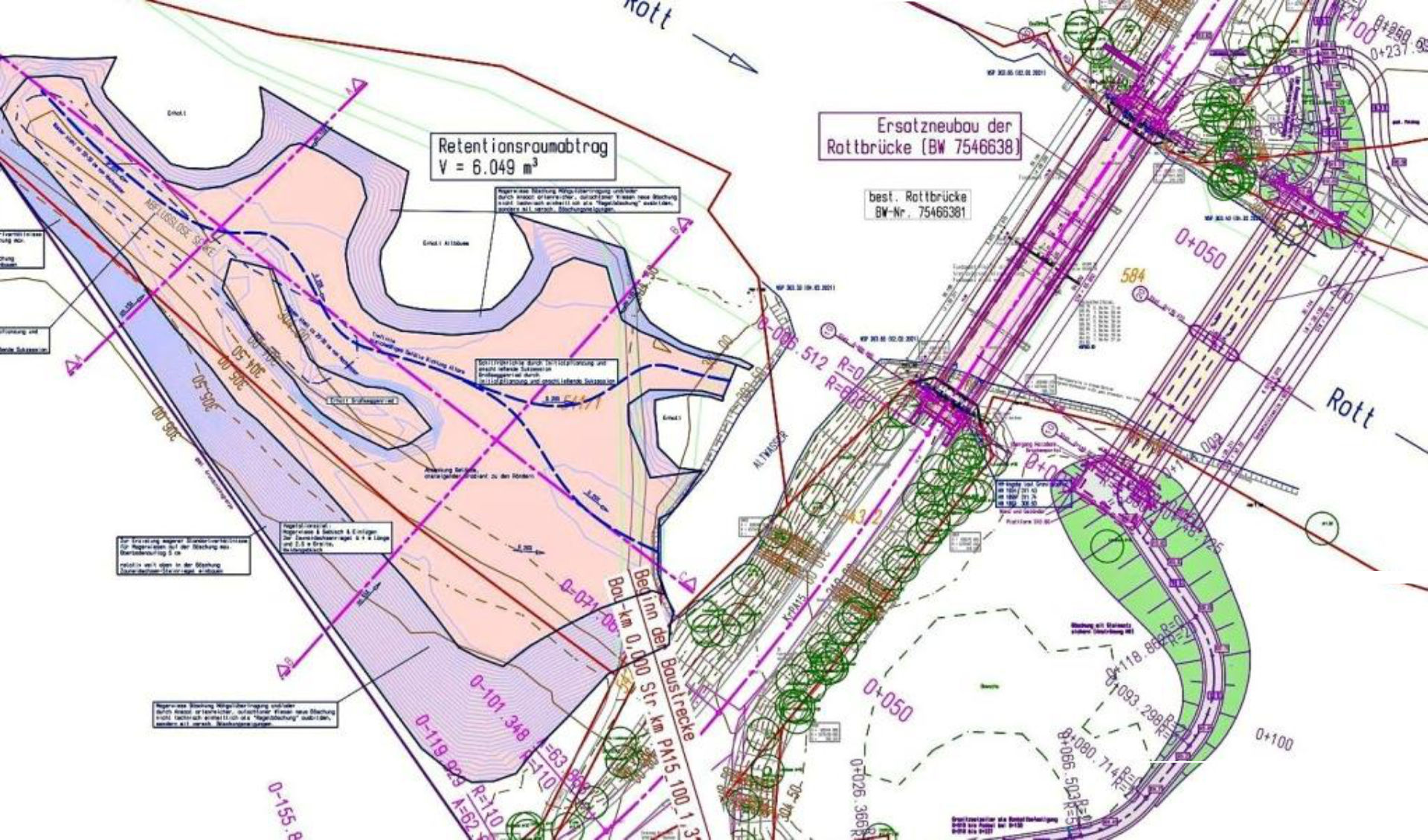 Die vorgesehene Lösung: Etwa 30 Meter versetzt von dem Ersatzneubau soll die historische Holzbrücke (r.) an den neu angelegten Radweg angeschlossen werden. Dazu soll eine Ausgleichsfläche (l.) eingerichtet werden.
